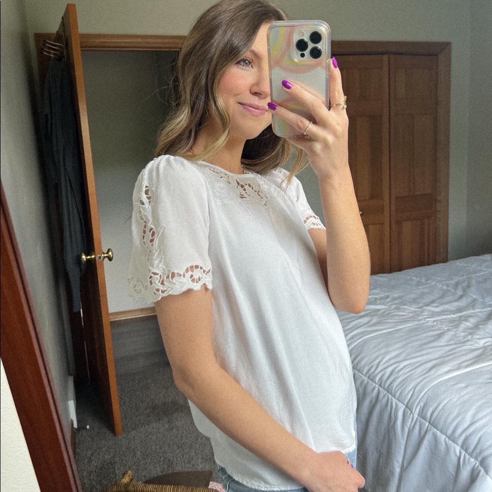 white doily blouse